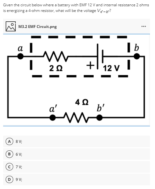 Solved Given the circuit below where a battery with EMF 12 V | Chegg.com
