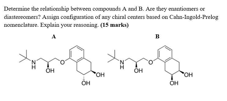 Solved Determine the relationship between compounds A and B. | Chegg.com