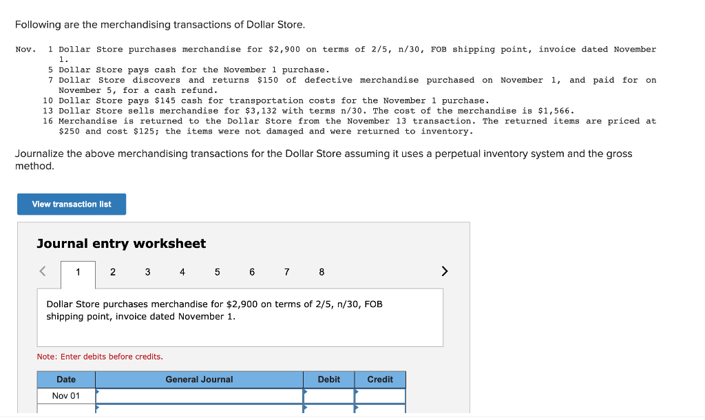 Solved Following are the merchandising transactions of