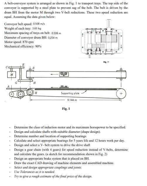 A beltconveyor system is arranged as shown in Fig. 1