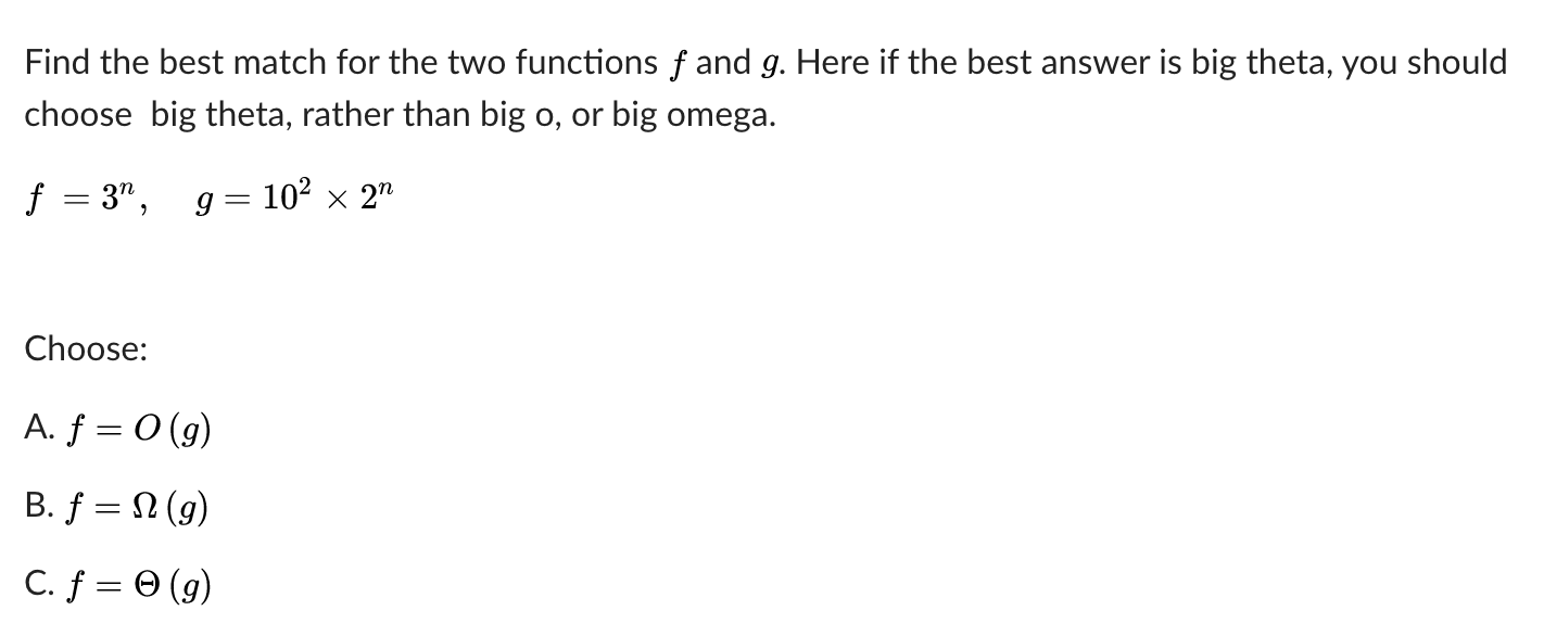 Solved Find The Best Match For The Two Functions F And G. | Chegg.com