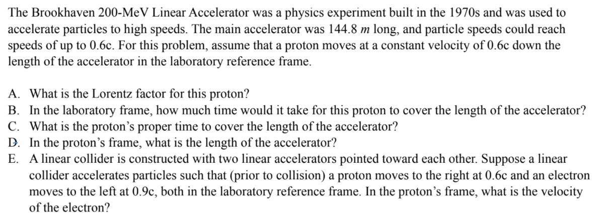 Solved The Brookhaven 200-MeV Linear Accelerator was a | Chegg.com