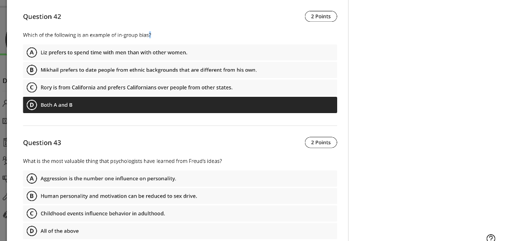 Solved Question 42 ( 2 Points 2 Points Which of the | Chegg.com