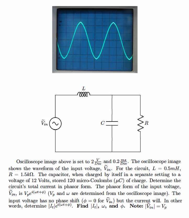 Solved N L Vin C R Oscilloscope Image Above Is Set Chegg Com