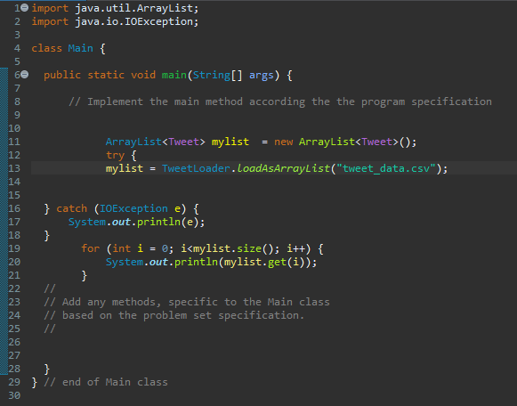 Solved - Implement a Main class: you must create a Main | Chegg.com