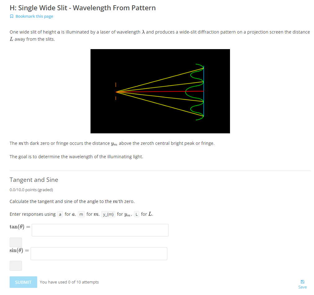 Solved H: Single Wide Slit - Wavelength From Pattern | Chegg.com