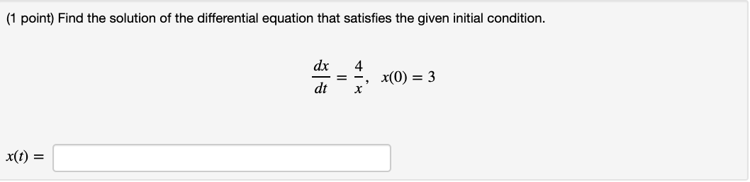 Solved 1 Point Find The Solution Of The Differential