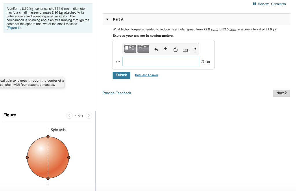 Solved Review Constants A Uniform 8 60 Kg Spherical Chegg Com