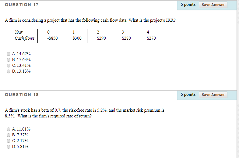 Solved QUESTION 17 5 points Save Answer A firm is | Chegg.com