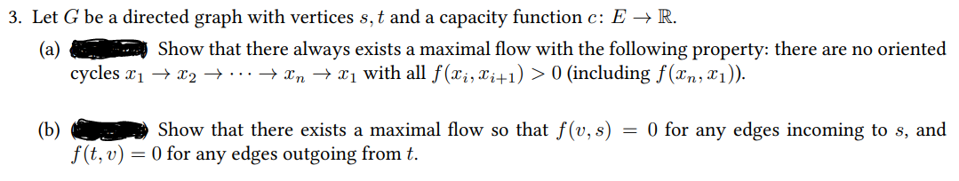 3. Let G be a directed graph with vertices s,t and a | Chegg.com
