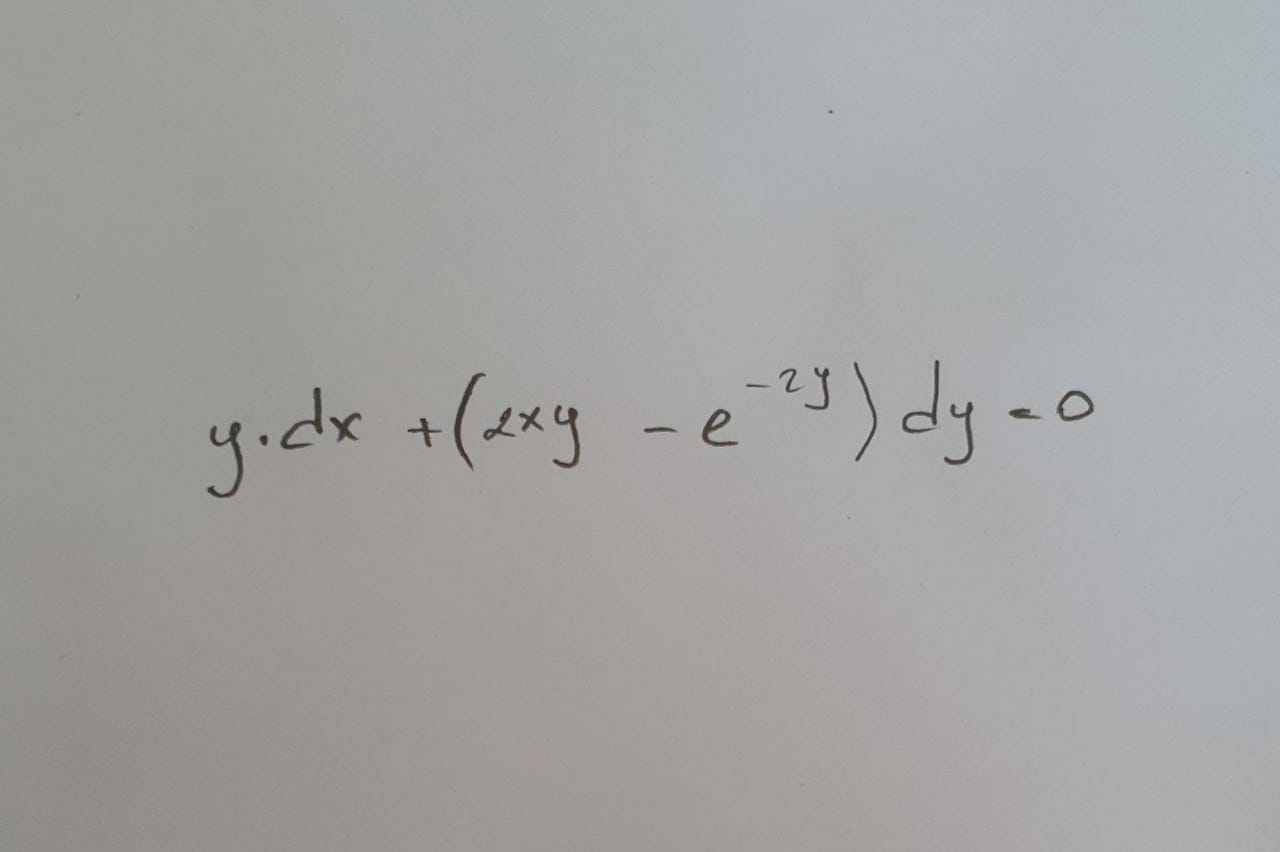 Solved y.dx + (2xy -e -2y) dya | Chegg.com