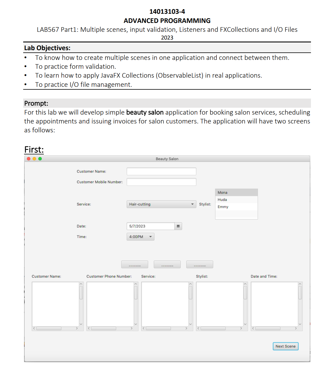 Solved 14013103−4 ADVANCED PROGRAMMING LAB567 Part1: | Chegg.com