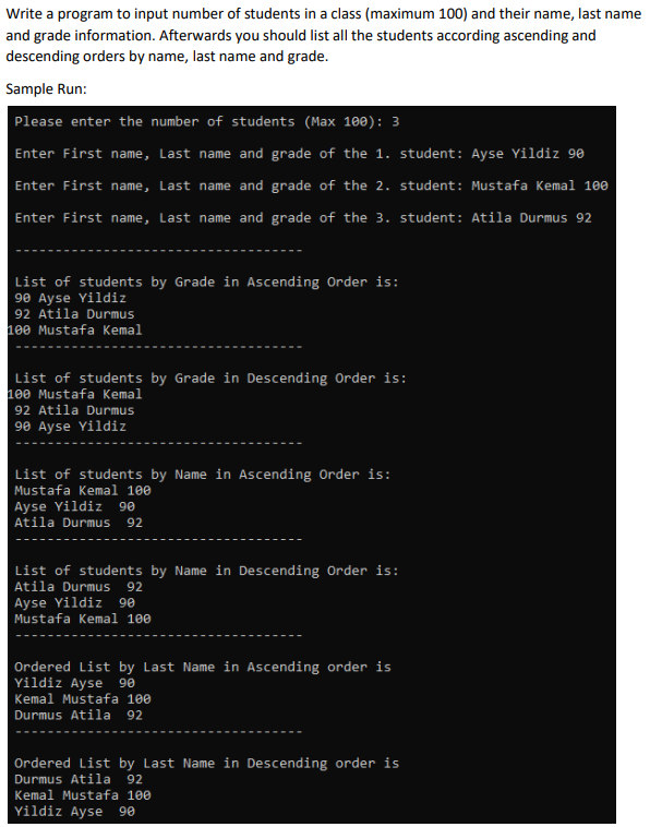 Solved Write a program to input number of students in a | Chegg.com