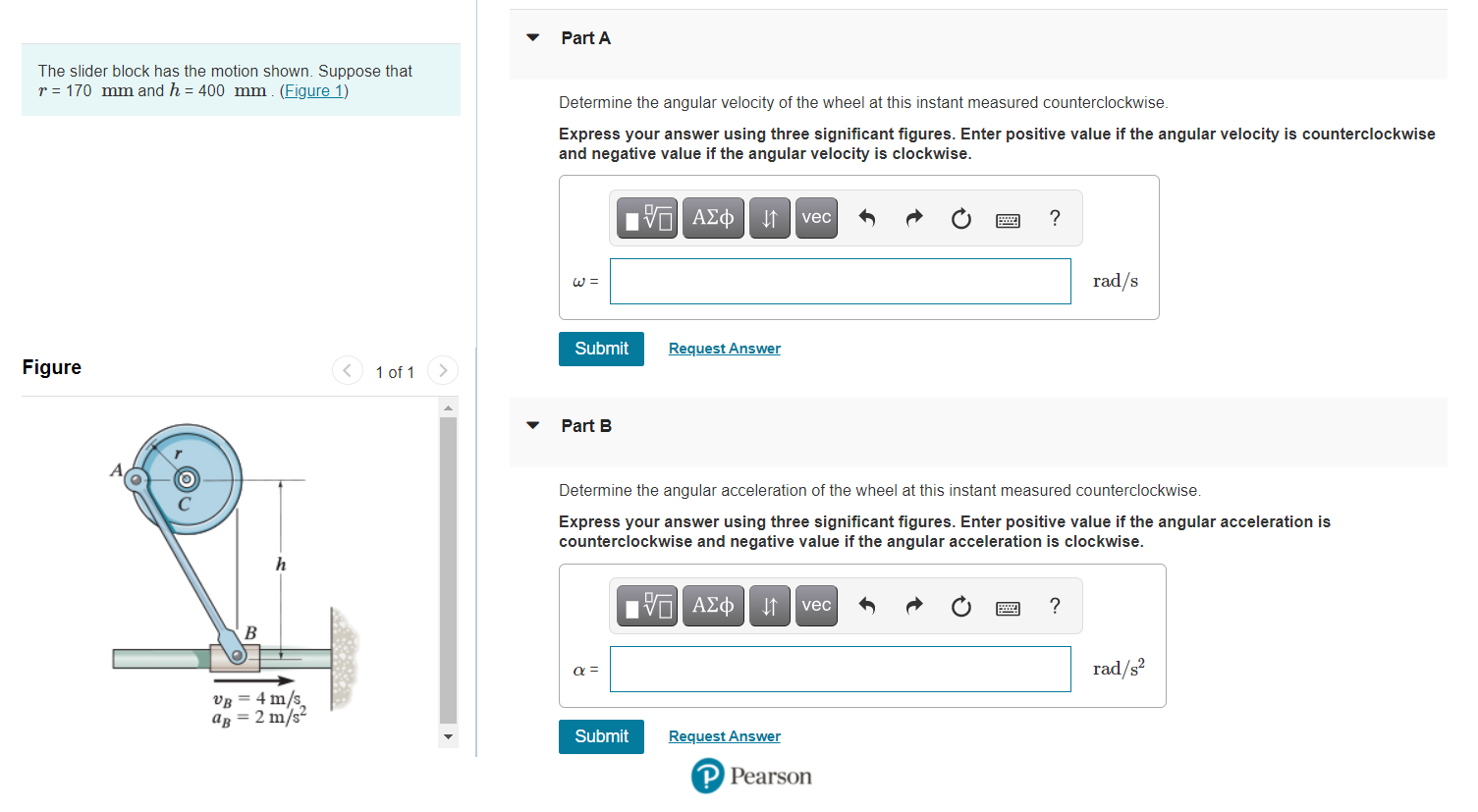 Solved Part A The slider block has the motion shown. Suppose | Chegg.com