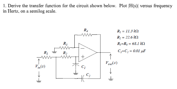 Solved 1. Derive the transfer function for the circuit shown | Chegg.com