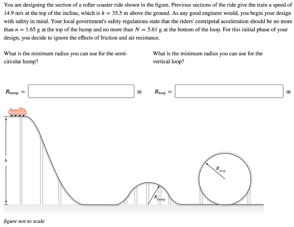 Solved You are designing the section of a roller coaster | Chegg.com