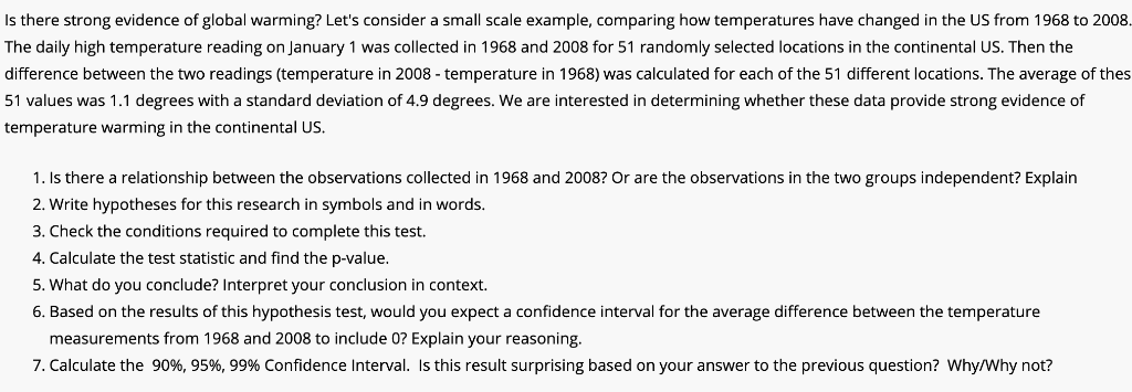 Solved Is there strong evidence of global warming? Let's | Chegg.com