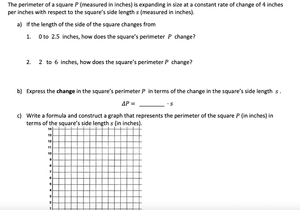 Solved The perimeter of a square P (measured in inches) is | Chegg.com