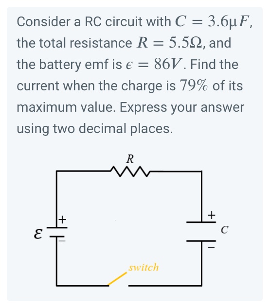 Solved Consider a RC circuit with C=3.6μF, the total | Chegg.com