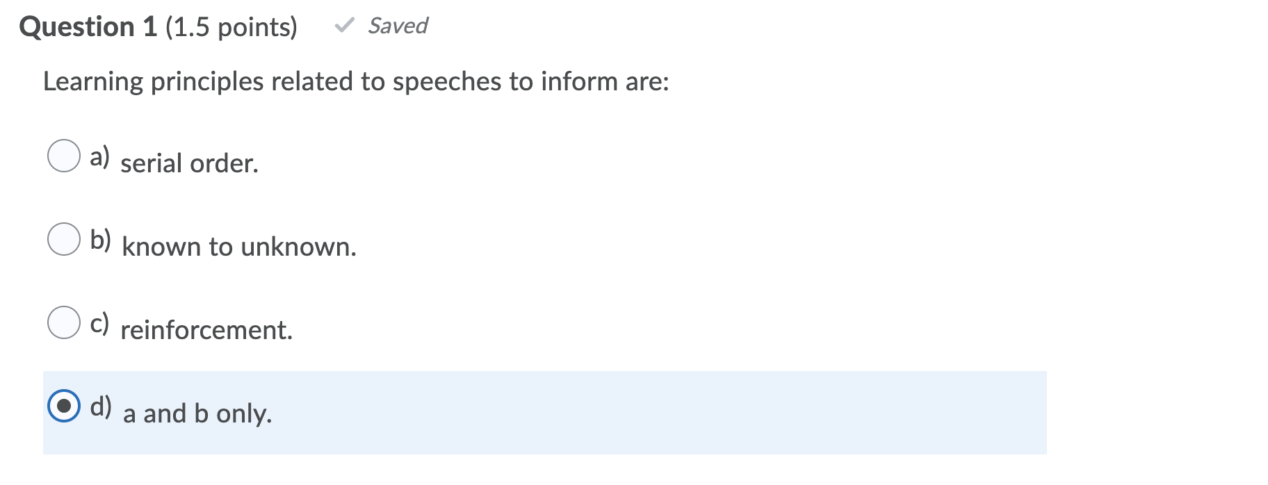 Solved Question 1 (1.5 Points) Saved Learning Principles | Chegg.com