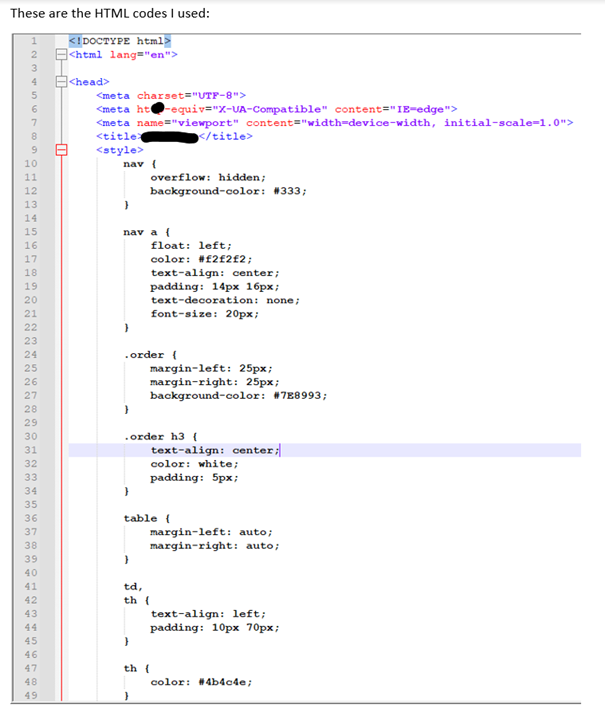 Solved I have written some html codes that displays the | Chegg.com
