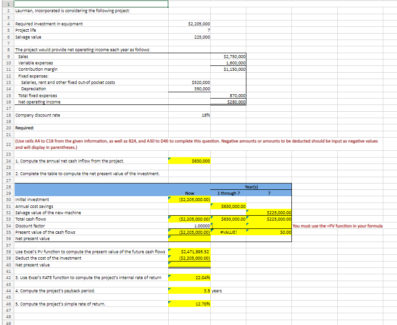 Solved !!!!!!!!!PLEASE PROVIDE EXCEL FORMULA FOR CELL C34 | Chegg.com