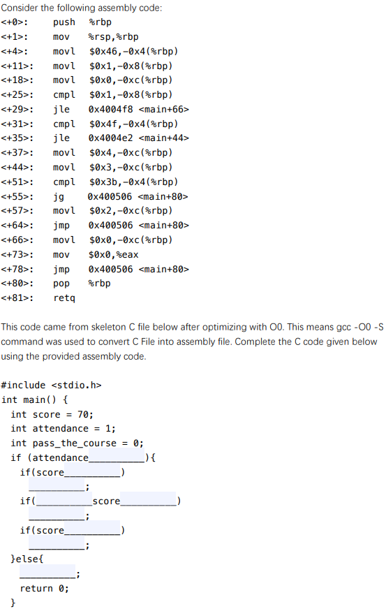 Solved Consider the following assembly code push mov movl | Chegg.com