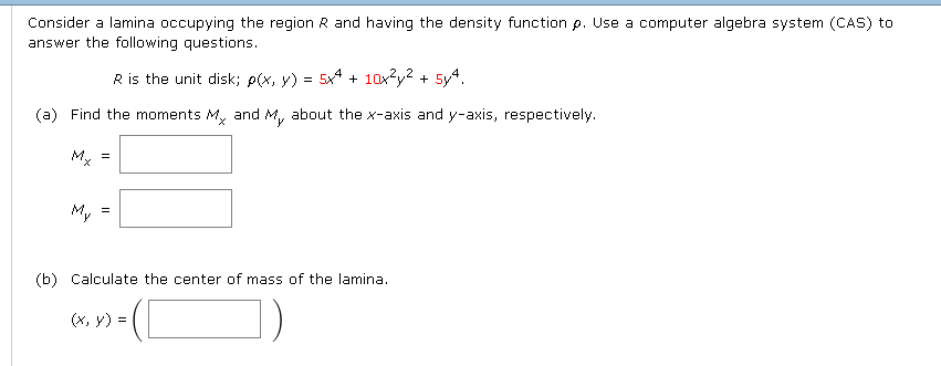 Solved Consider a lamina occupying the region R and having | Chegg.com