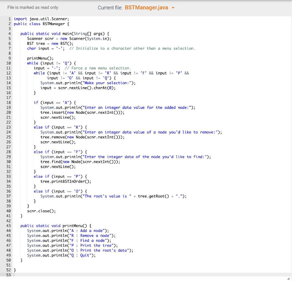 Solved Overview: You will create a BST. Your BST will insert | Chegg.com