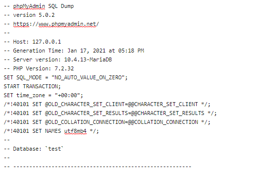 phpMyAdmin sql dump version 5.0.2 https://www.phpmyadmin.net/ -- host: 127.0.0.1 - generation time: jan 17, 2021 at 05:18 pm