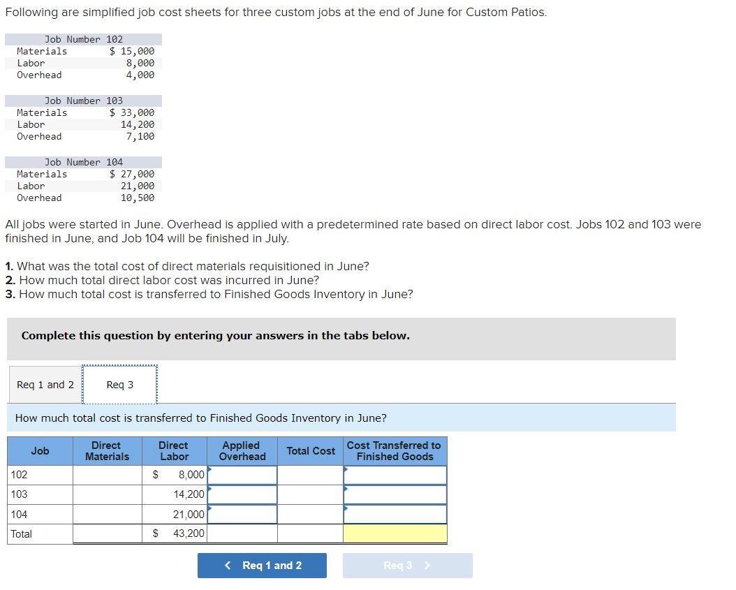 Solved 1. What was the total cost of direct materials