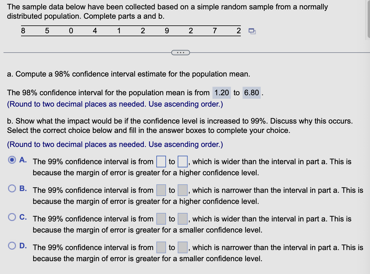 Solved The sample data below have been collected based on a | Chegg.com