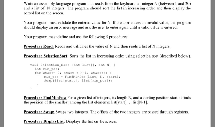 Solved Write an assembly language program that reads from | Chegg.com