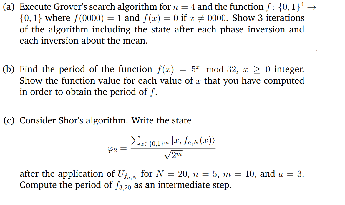 Solved = (a) Execute Grover's search algorithm for n 4 and | Chegg.com