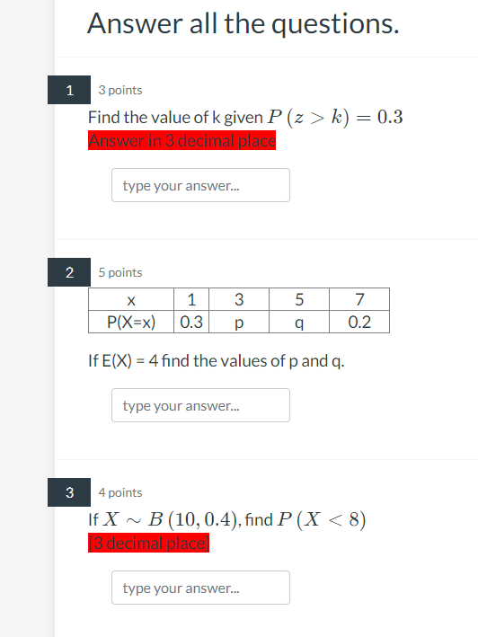 Solved Answer all the questions. 3 points Find the value of | Chegg.com