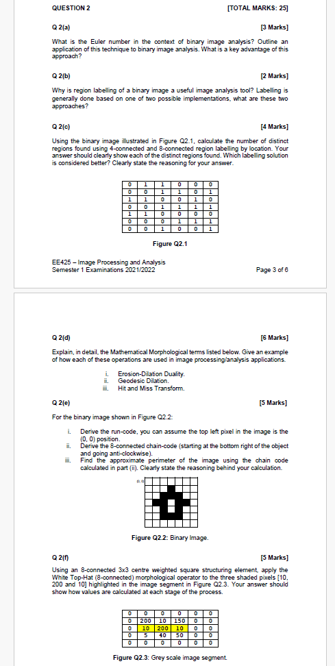 Solved Q 2(a) [3 Marks] What is the Euler number in the | Chegg.com