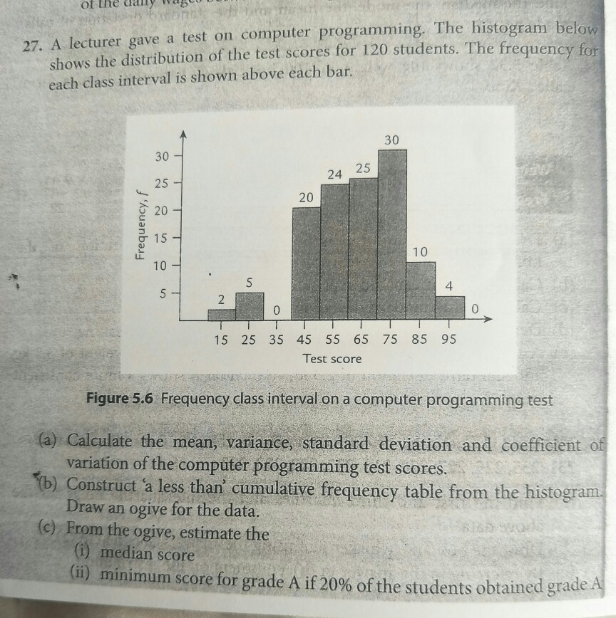 Solved of the day was 27. A lecturer gave a test on computer | Chegg.com