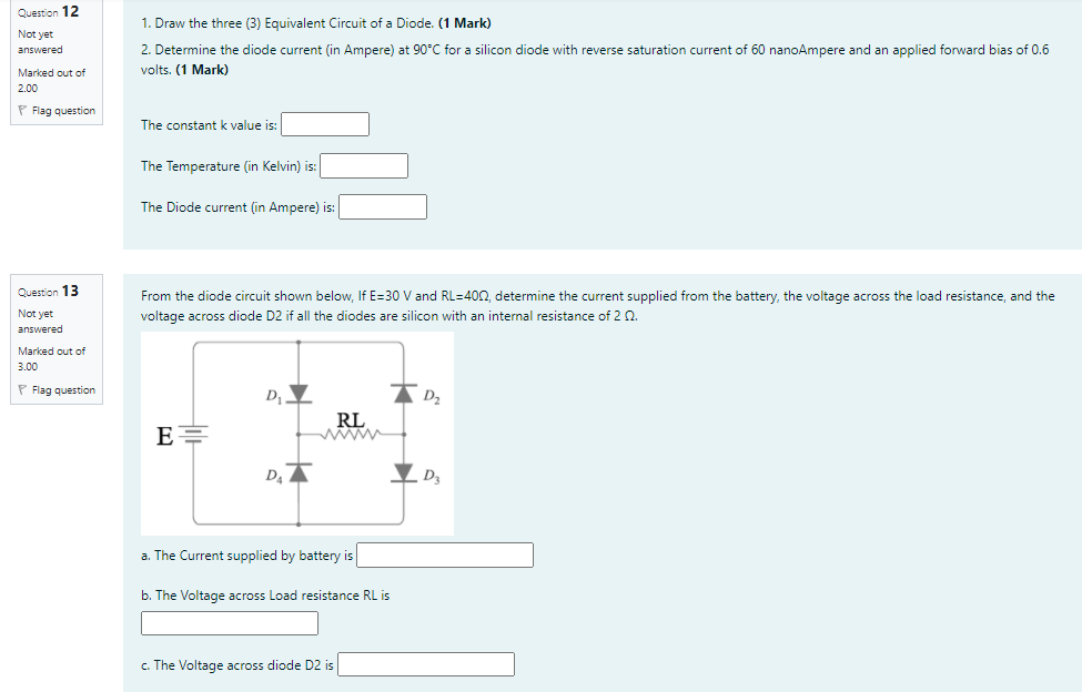 Solved Question 12 1. Draw the three (3) Equivalent Circuit | Chegg.com