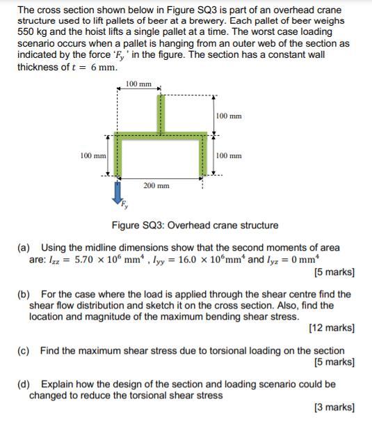 Solved The cross section shown below in Figure SQ3 is part | Chegg.com