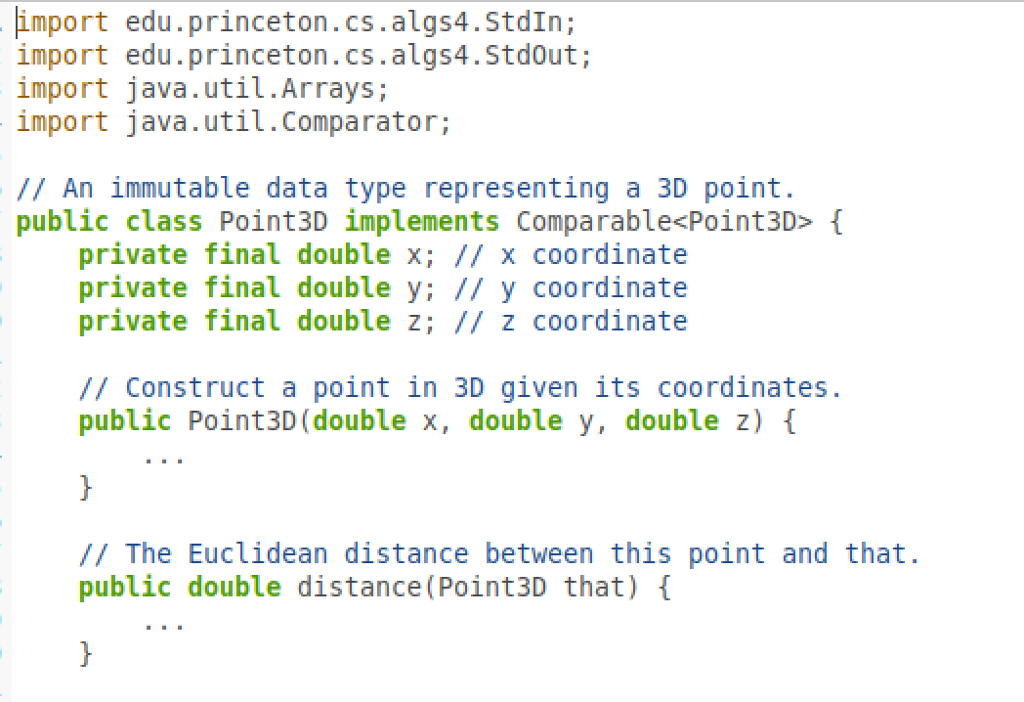 Solved Problem 3. (Comparable 3D Point) Implement an | Chegg.com