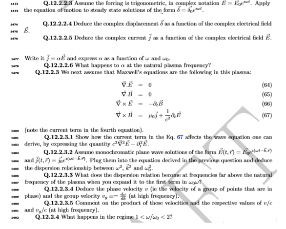 1443 Q.12.2 Plasma waves- A plasma is a state of | Chegg.com