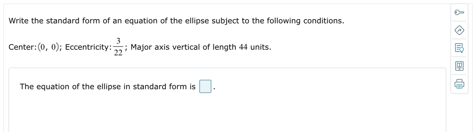 Solved Write the standard form of an equation of the ellipse | Chegg.com