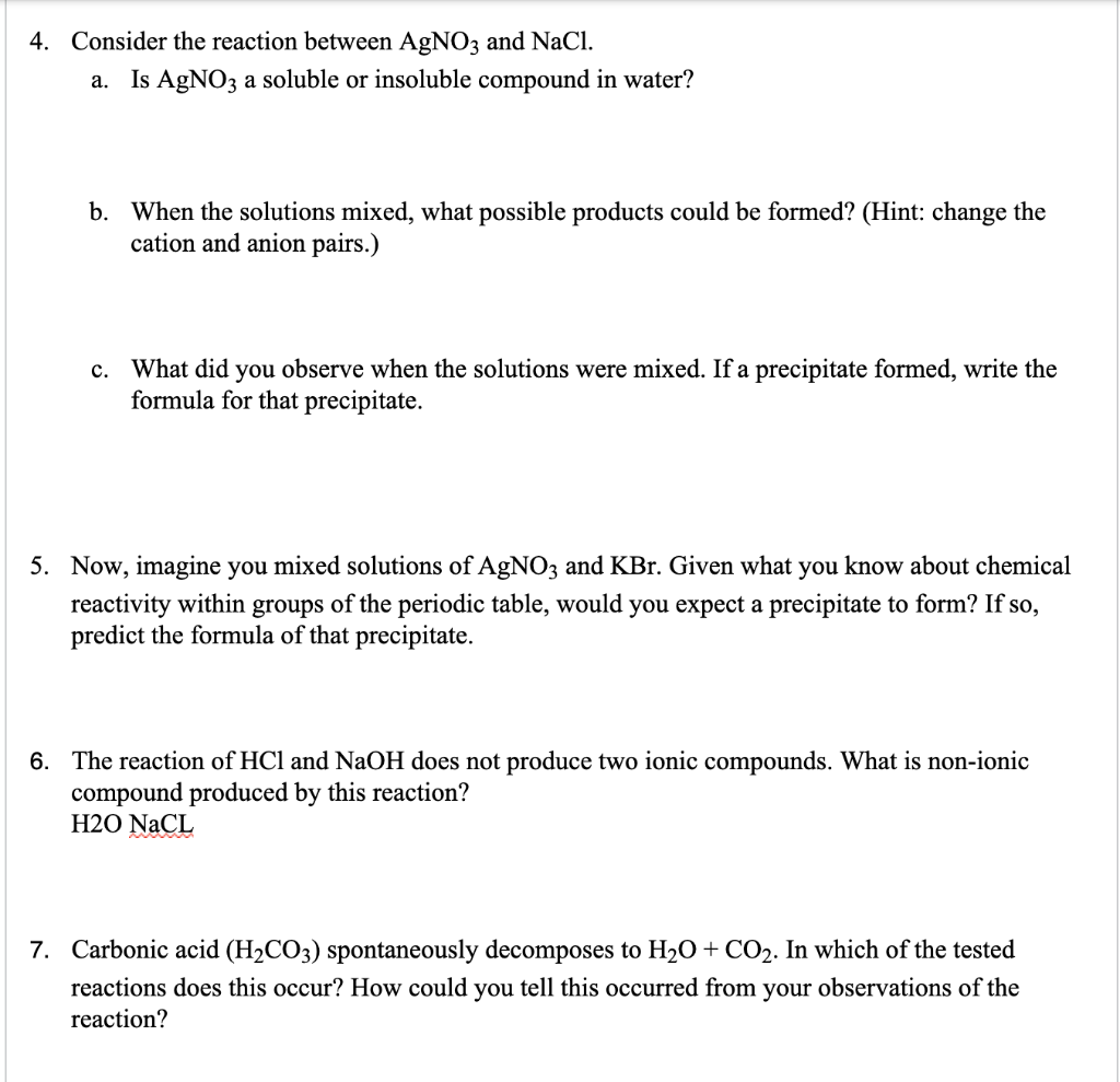 Solved Consider the reaction between AgNO3 and NaCl. a. Is | Chegg.com