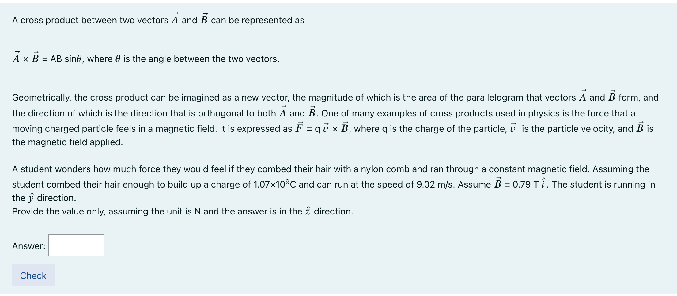 Solved A cross product between two vectors A and B can be | Chegg.com