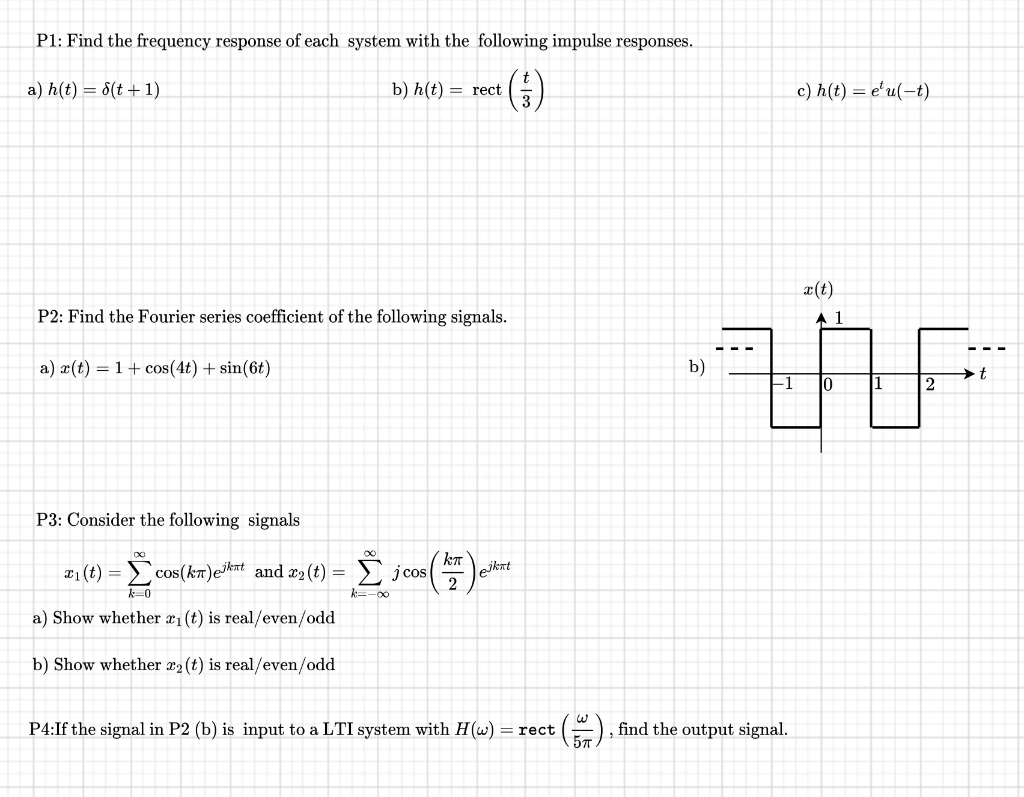 Solved P1: Find The Frequency Response Of Each System With | Chegg.com