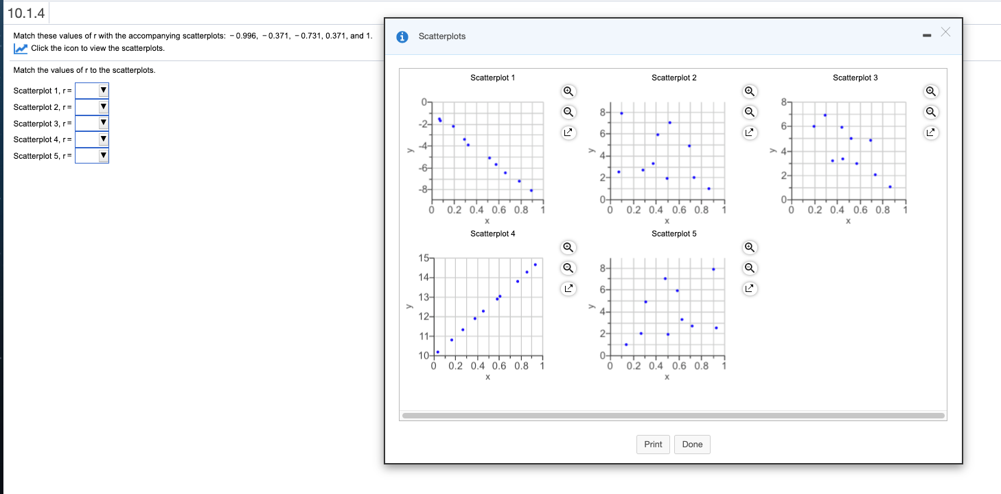 Solved 10.1.4 Х - Match these values of r with the | Chegg.com