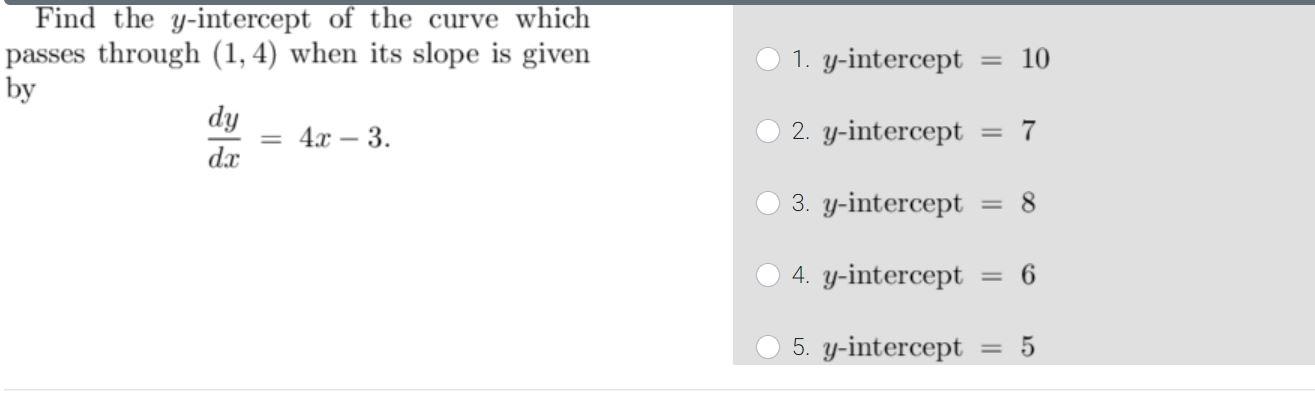 Solved 1. Y-intercept = 10 Find The Y-intercept Of The Curve | Chegg.com