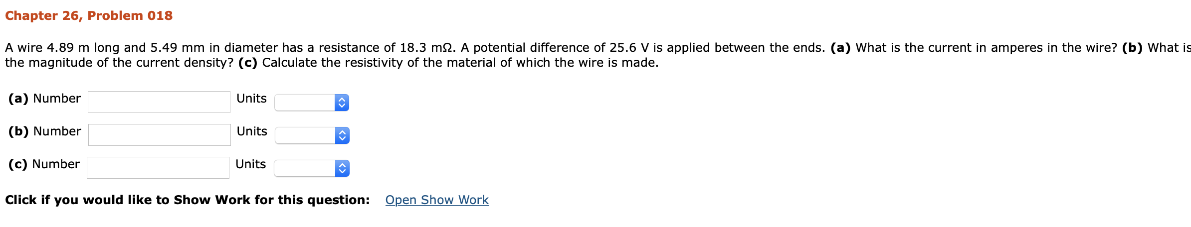 Solved Chapter 26, Problem 018 A wire 4.89 m long and 5.49 | Chegg.com