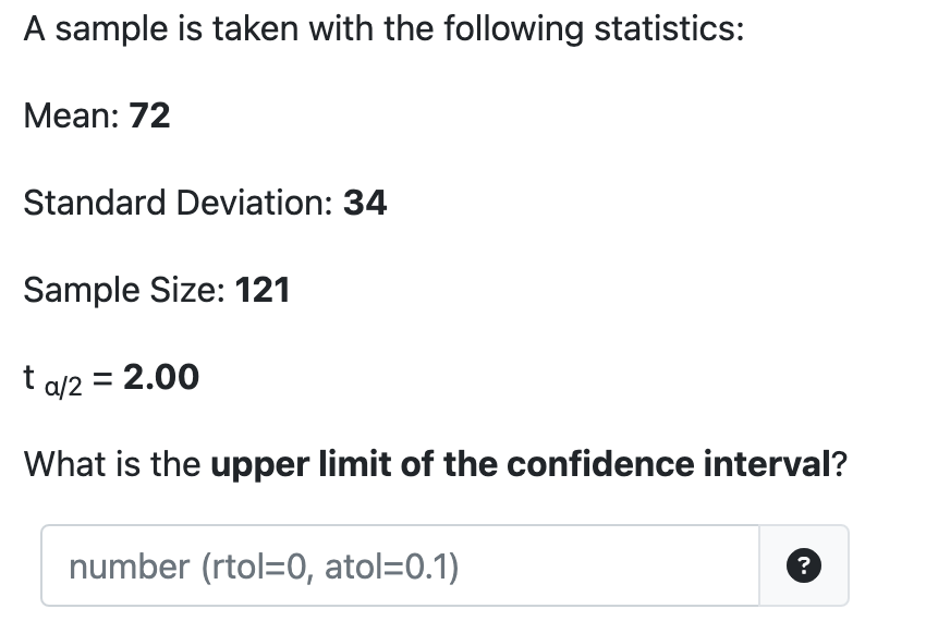 Solved A sample is taken with the following statistics: | Chegg.com