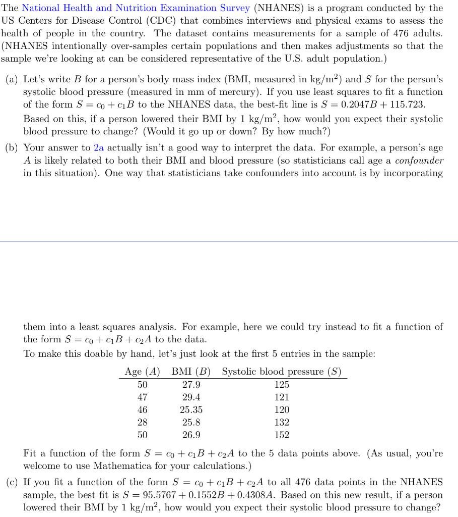 Solved The National Health And Nutrition Examination Survey | Chegg.com